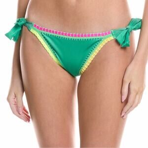 PQ Swim X Solange Ferrarini Crochet Trim Full Bikini bottoms green multi - S